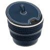 Blue Eco-Leather Sugar Bowl with Rope Inserts