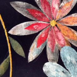 Blue Garden Velvet With Gold Leaf Details Hand-Painted Tapestry