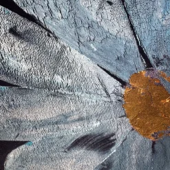 Blue Garden Velvet With Gold Leaf Details Hand-Painted Tapestry