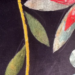 Blue Garden Velvet With Gold Leaf Details Hand-Painted Tapestry