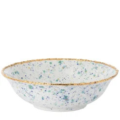 Blue Marble Large Salad Bowl with Crackled Rim
