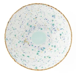 Blue Marble Large Salad Bowl with Crackled Rim