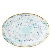 Blue Marble Oval Plate with Crackled Rim