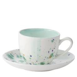 Blue Marble Set of 2 Espresso Cups and Saucers