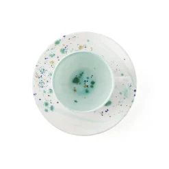 Blue Marble Set of 2 Espresso Cups and Saucers