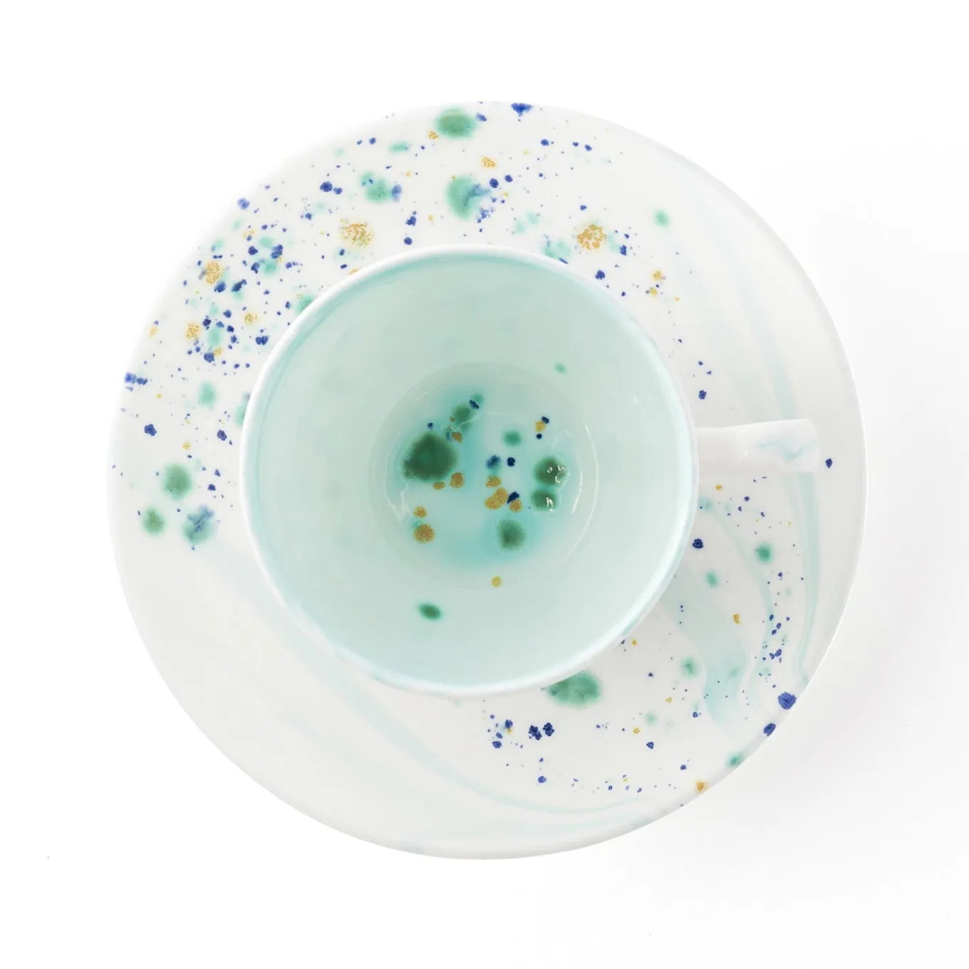 Blue Marble Set of 2 Tea Cups and Saucers