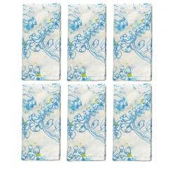 Blue Summer Set of 6 Blue & White Napkins