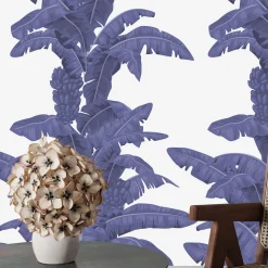 Blue Tropical Leaves Wallpaper