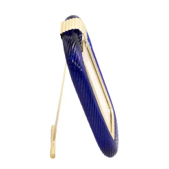 Blue Twisted Glass with Glossy Brass Structure Frame
