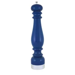 Blue Wood and Silver-Plated Brass Pepper Grinder