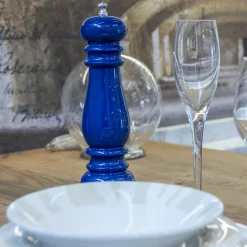 Blue Wood and Silver-Plated Brass Pepper Grinder