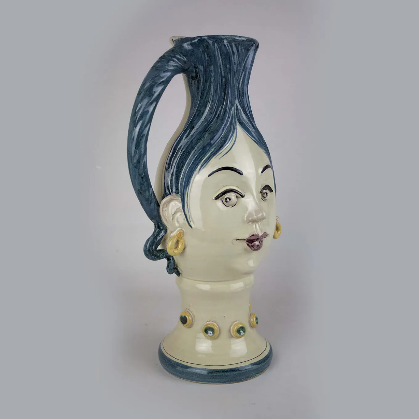 Blue-Haired Woman Ceramic Jug