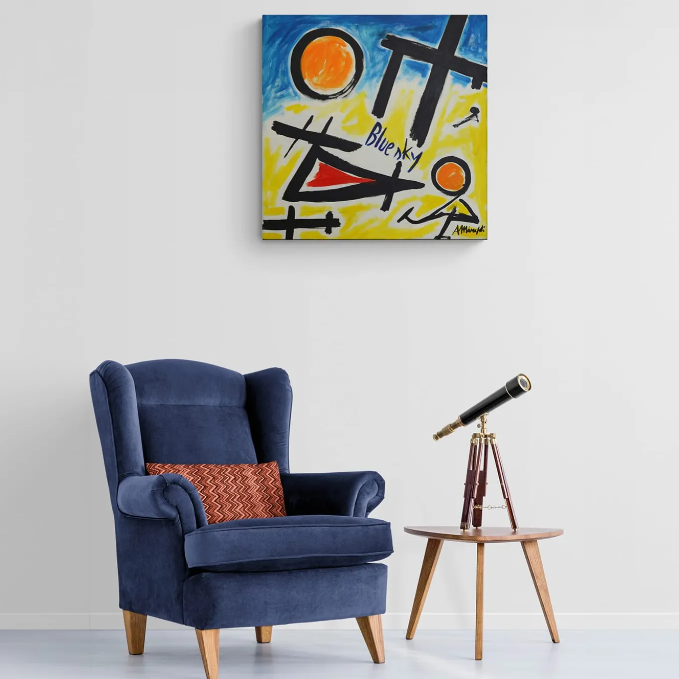 Bluesky Acrylic on Canvas Painting by Antonio Minopoli