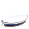 Boat-Shaped Medium Beige/Blue Sauce Bowl