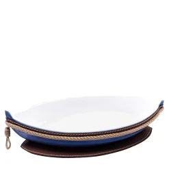 Boat-Shaped Medium Brown/Blue Sauce Bowl