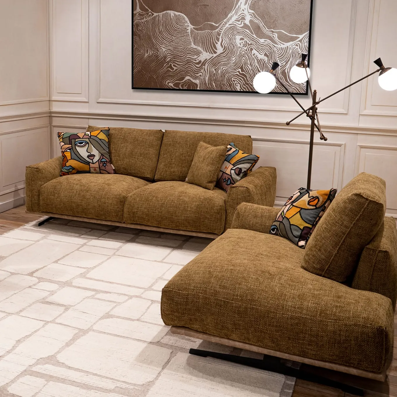 Boboli ocher yellow dormeuse with light brown base