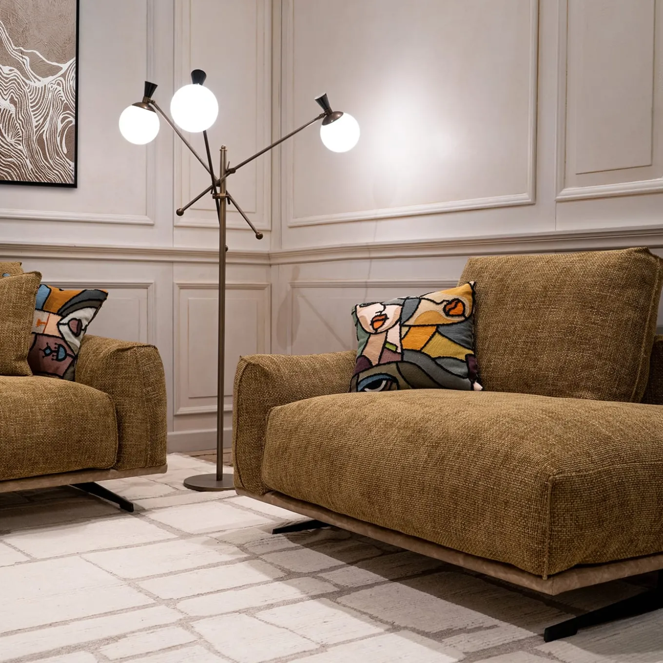 Boboli ocher yellow dormeuse with light brown base