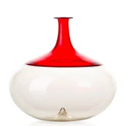 Bolle Round Vase by Tapio Wirkkala in Red/Clear