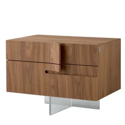 Book Nightstand in Walnut Canaletto With Glass Base