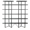 Boomerang Black Metal And Brass Bookcase With 6 Shelves by Pietro Russo Design