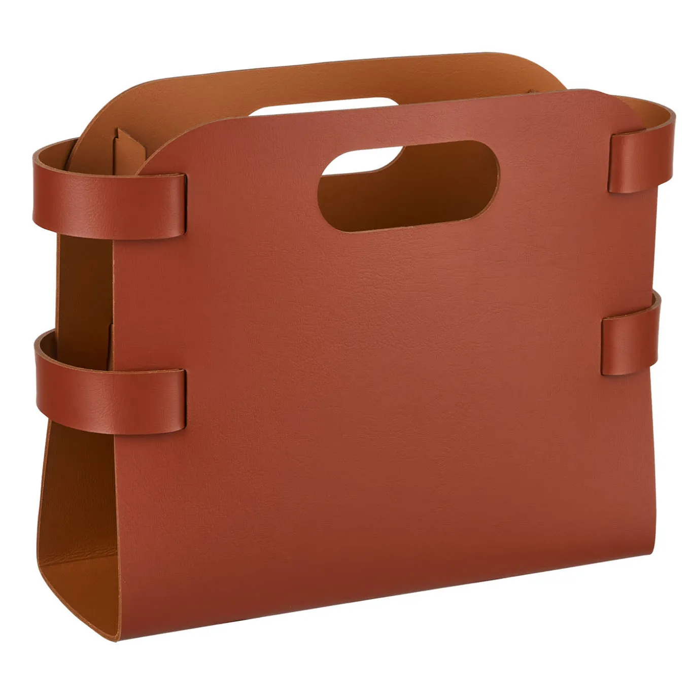 Bordeaux And Cognac Leather Magazine Holder