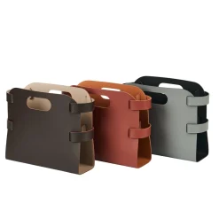 Bordeaux And Cognac Leather Magazine Holder