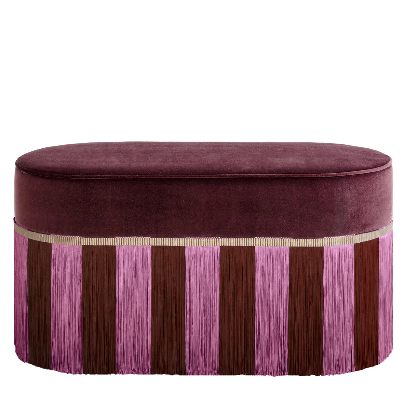 Bordeaux velvet with Two-Tone Fringes Bench