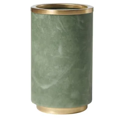 Borealis Green Alabaster & Satin Brass Vase
