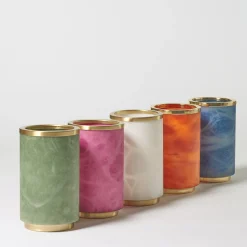 Borealis Green Alabaster & Satin Brass Vase