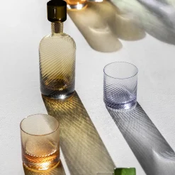 Borealis Torse 3-Piece Brown Murano Glass Set of Bottle & Glasses