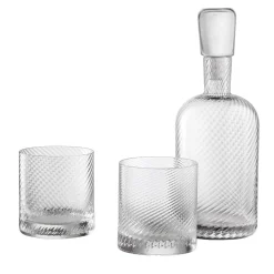 Borealis Torse Transparent Murano Glass Set of Bottle & 2 Glasses