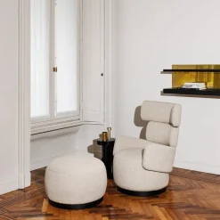 Boris Beige Pouf by Dainelli Studio