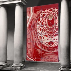 Borromini Double-Sided Tapestry in Berry Red and Blitzblau