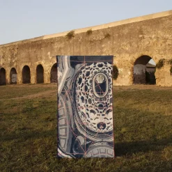 Borromini Double-Sided Tapestry in Petrol Blue and Neues Rot