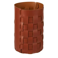 Bottega Bordeaux and Cognac Leather Waste Basket