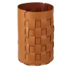 Bottega cognac and bordeaux Leather Waste Basket