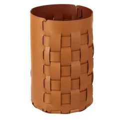 Bottega cognac and bordeaux Leather Waste Basket