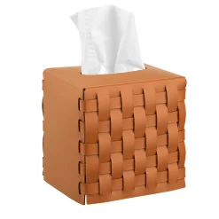 Bottega Leather Cognac Napkin Holder by Ekaterina Borovkova