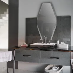 Bottega Leather Rectangular White Napkin Holder by E. Borovkova