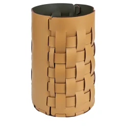 Bottega Mustard and olive leather waste basket