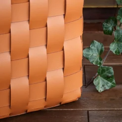 Bottega Padded Cognac Leather Pouf