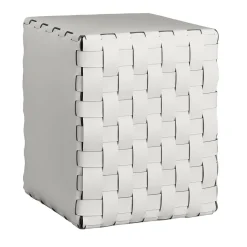 Bottega Padded White Leather Pouf #2