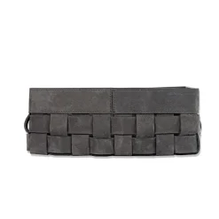 Bottega Small Dark Gray Leather Basket