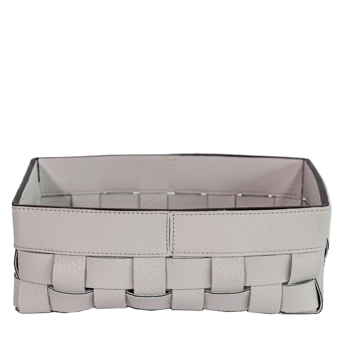 Bottega Small Moon Light Gray Leather Basket