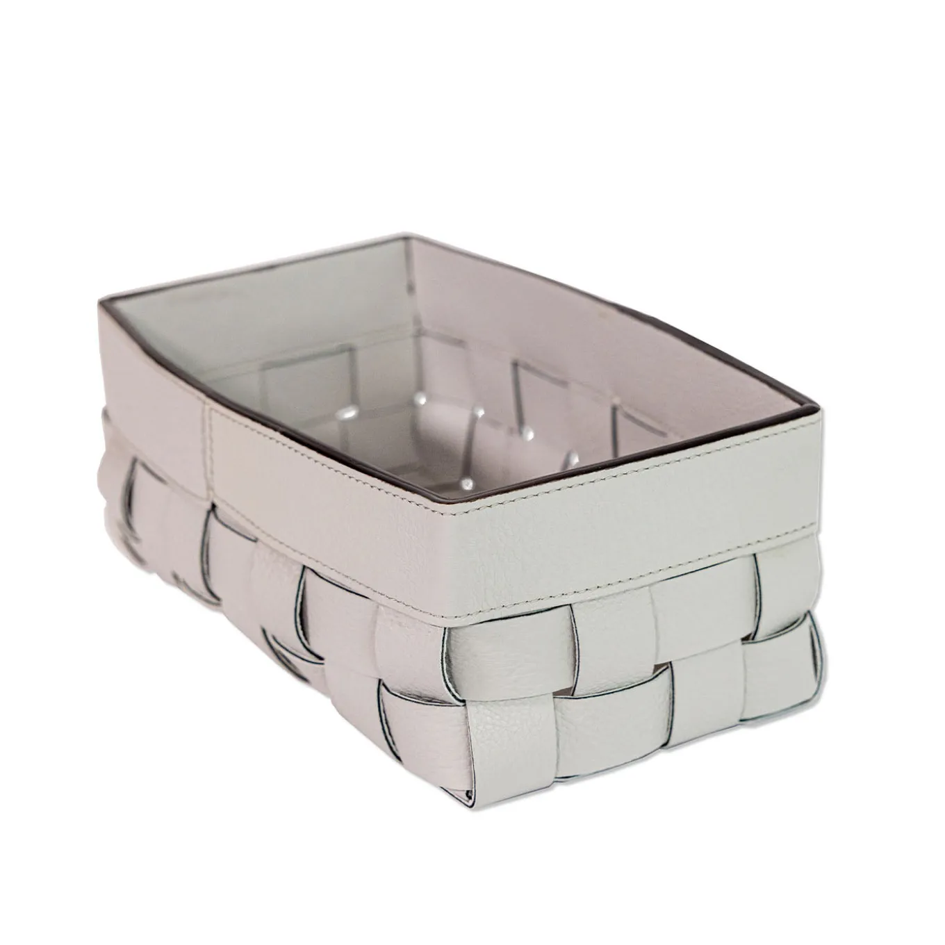 Bottega Small Moon Light Gray Leather Basket