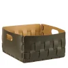Bottega Square Olive and Mustard Leather Basket