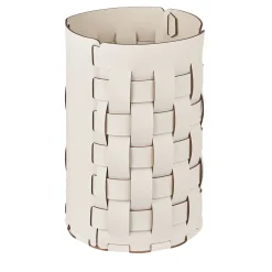 Bottega White and Panna Cotta Leather Waste Basket