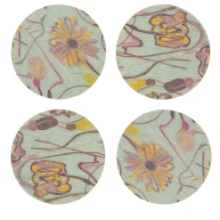 Bouquet Set of 8 Green Coated Coasters