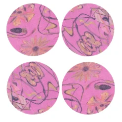 Bouquet Set of 8 Pink Coated Coasters