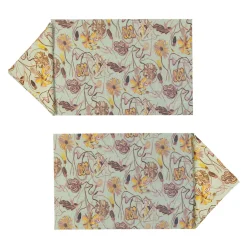 Bouquet Set of 2 Rectangular Green Coated Placemats and Napkins